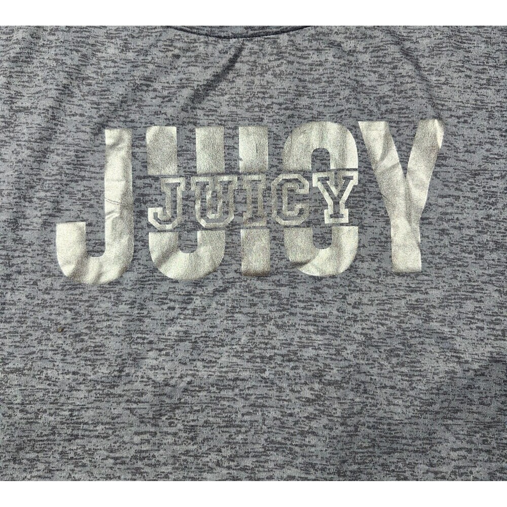 Juicy Couture Womens Heather Gray Silver Logo Cap Sleeve Graphic T-Shirt M Y2K